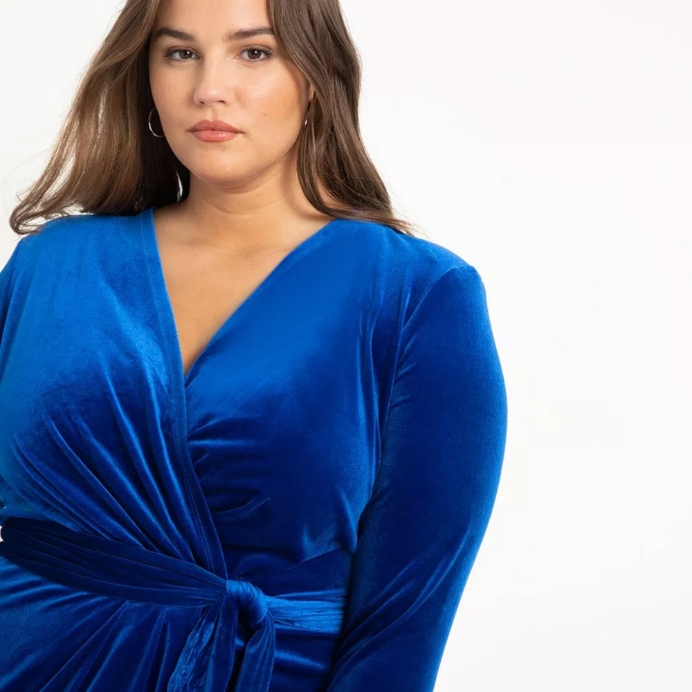 Eloquii Velvet Wrap Dress with Tie Size 20
